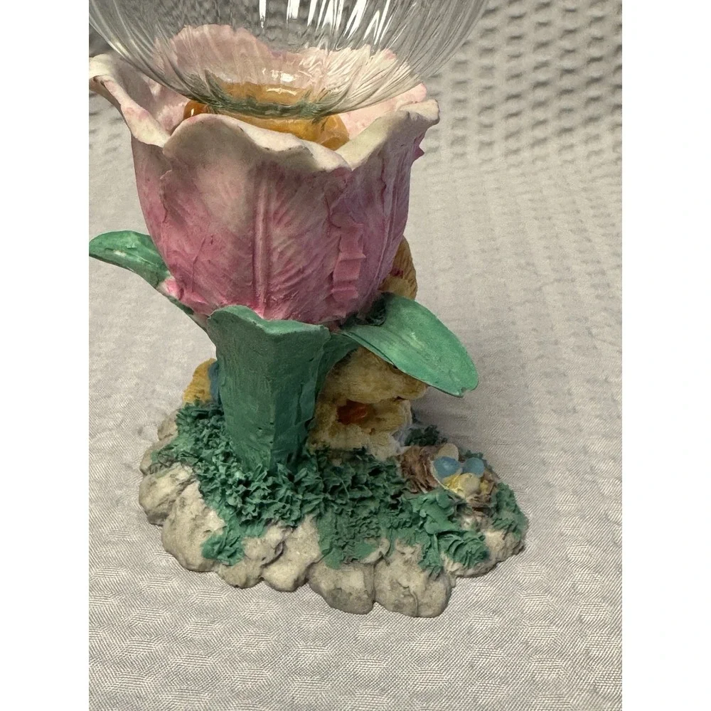 Vintage Avon Easter Tulip Bunny‎ Eggs Grass Votive Candle Holder